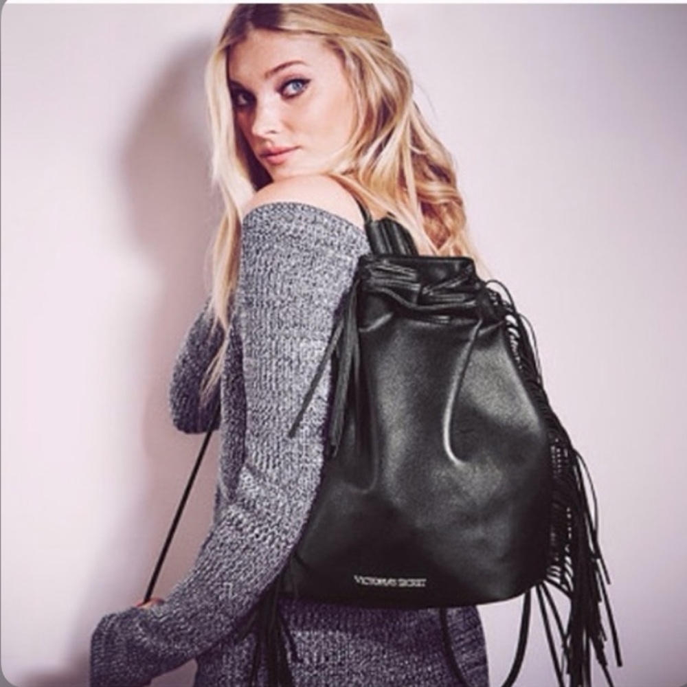 Victoria’s Secret Black Fringed Backpack.NWOT